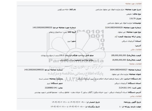مزایده، مزایده اموال غیر منقول مشاعی