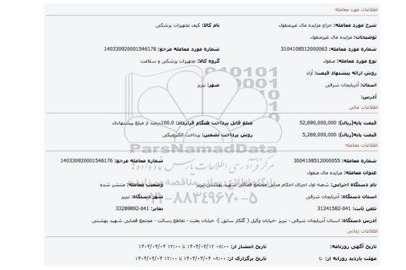 مزایده، مزایده مال غیرمنقول