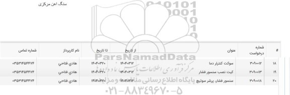 استعلام کیت نصب سنسور فشار ...