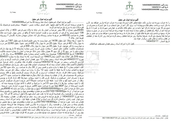 مزایده فروش یک باب خانه با پلاک ثبتی 403 فرعی از 138 اصلی