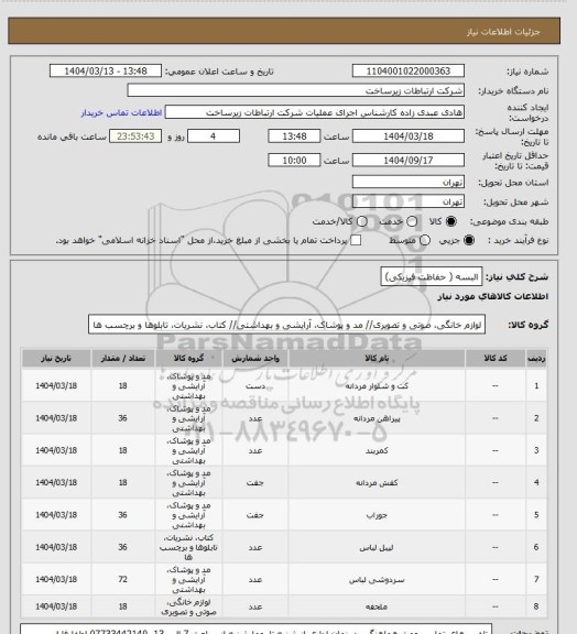 استعلام البسه ( حفاظت فیزیکی)