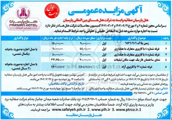 مزایده عمومی اجاره زمین پلاک 6526.6106 ...