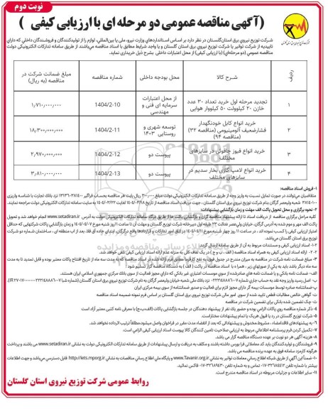 مناقصه خرید تعدادی خازن .... نوبت دوم