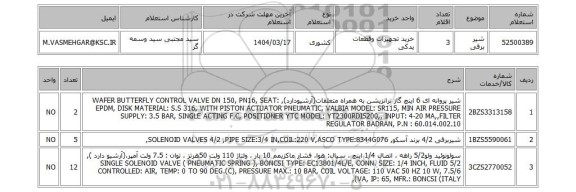 استعلام شیر برقی