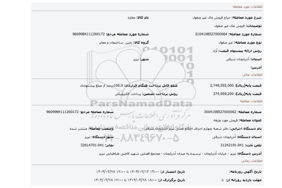 مزایده، فروش مال غیر منقول