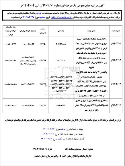 مزایده فروش املاک