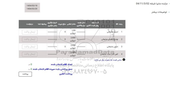 مزایده استیل ضایعاتی ...