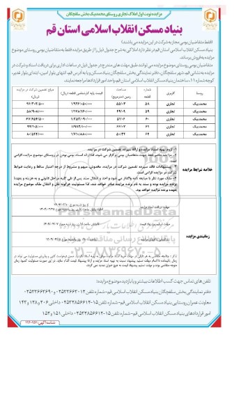 مزایده فروش املاک تجاری