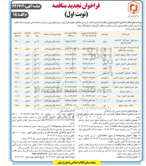 مناقصه اجرای آسفالت گرم
