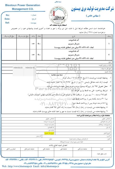 استعلام خرید صفحات آند