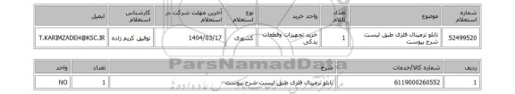 استعلام تابلو ترمینال فلزی طبق لیست شرح پیوست