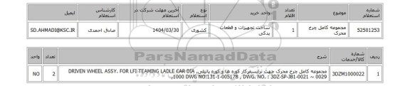 استعلام مجموعه کامل چرخ محرک