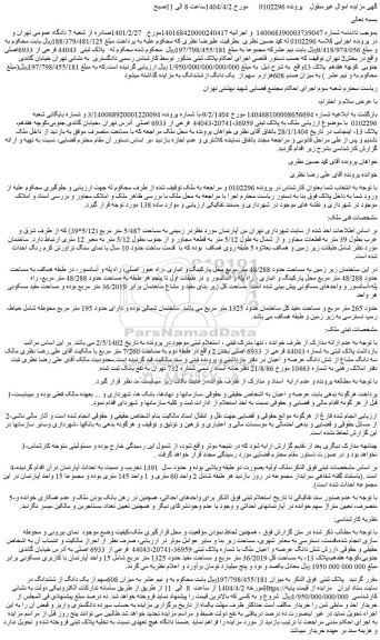 مزایده ملک به پلاک ثبتی 44043،20741،36959 فرعی از 6933 اصلی