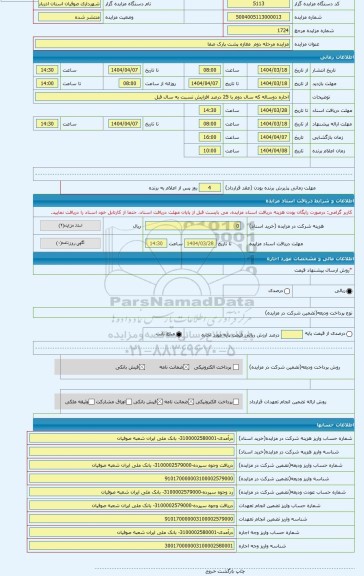 مزایده ، مزایده مرحله دوم  مغازه پشت پارک صفا