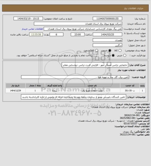 استعلام جابجایی ترانس مسکن مهر - افزایش قدرت ترانس -روشنایی معابر