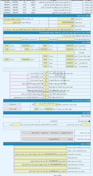 مزایده ، سم و کودکشاورزی واقع در گمرک تبریز و به دلیل جلوگیری از تبعات بعدی لطفاً قبل از ارائه پیشنهاد کالاها را رویت نمائید.