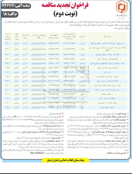 تجدید مناقصه اجرای آسفالت گرم- نوبت دوم