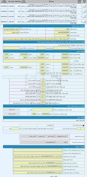 مزایده ، اقلام مختلف ابزارآلات و دستگاه صنعتی (انبار مرکزی بوشهر) کلیه هزینه های مربوط به تخلیه و بارگیری و غیره بعهده خریدار می