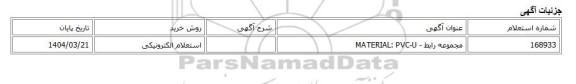 استعلام الکترونیکی، مجموعه رابط - MATERIAL: PVC-U