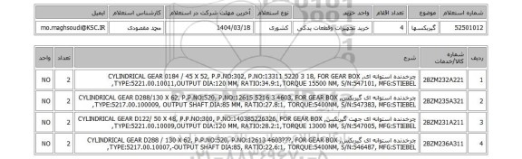 استعلام گیربکسها