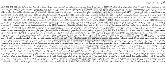 مزایده ملک ششدانگ پلاک ثبتی 4462 اصلی