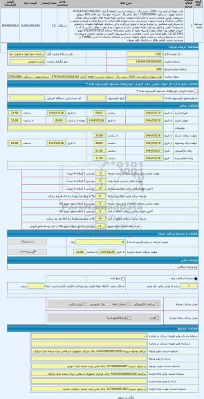 مزایده ، وانت تویوتا لندکروز مدل 2000 سفید رنگ - شماره شاسی: قطعه گذاری 9TFL9V392Y6002002 - شماره موتور : دستکوب 1FZ0420906 - ات