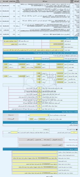 مزایده ، انواع لپ تاپ و لوازم جانبی به شرط رؤیت و با وضعیت موجود . لازم به ذکر است که خریدار متعهد می گردد قبل از ارائه کالا به