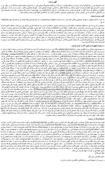مزایده فروش حق انتفاع عرصه و اعیان شرکت ورشکسته و...