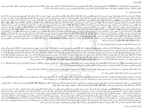 مزایده ششدانگ اعیان یک باب کارخانه چایسازی