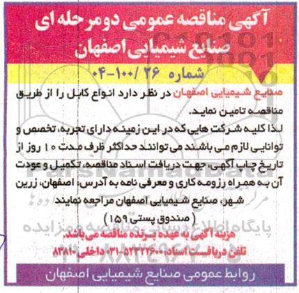 مناقصه  انواع کابل