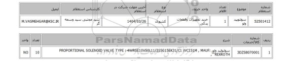 استعلام سولنویید ولو