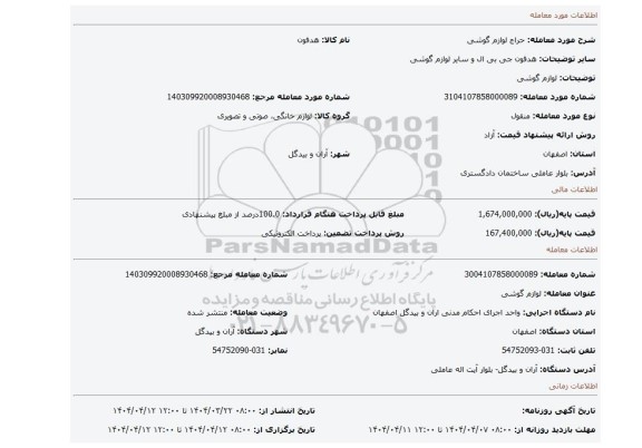 مزایده، لوازم گوشی