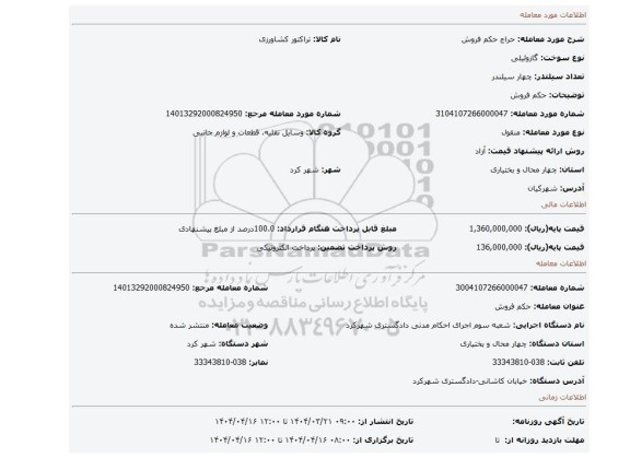 مزایده، حکم فروش