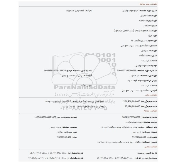 مزایده، اموال توقیفی