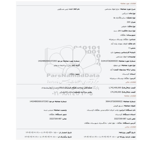 مزایده، اموال مشاعی