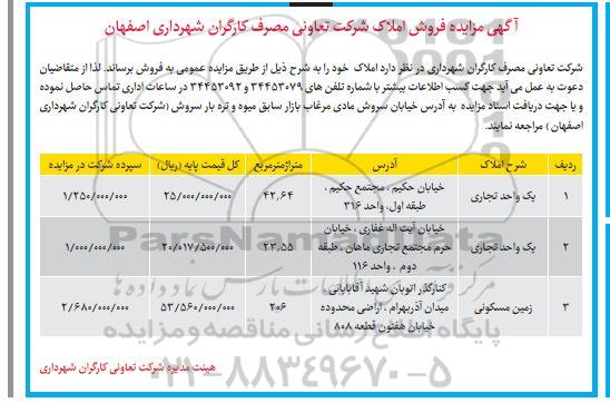 مزایده فروش املاک شرکت تعاونی