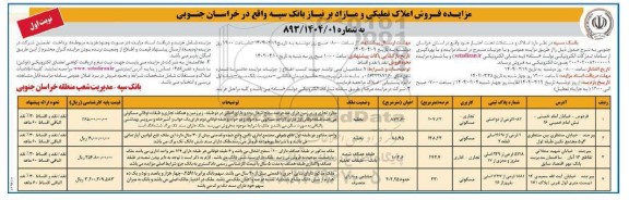 مزایده فروش املاک