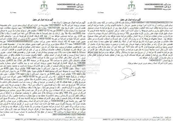 مزایده فروش ششدانگ یک قطعه مغازه با پلاک ثبتی 950 فرعی از 8770 اصلی