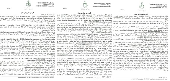 مزایده فروش سه دانگ از ششدانگ یک ملک با پلاک ثبتی 1084 فرعی از 12 اصلی و مغازه