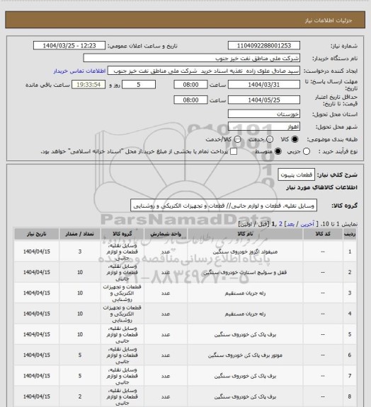 استعلام قطعات پتیبون