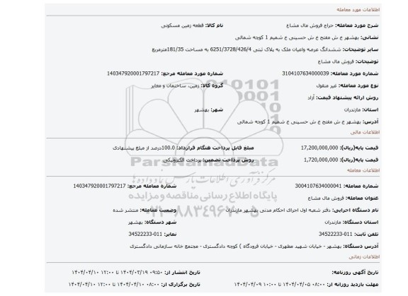 مزایده، فروش مال مشاع