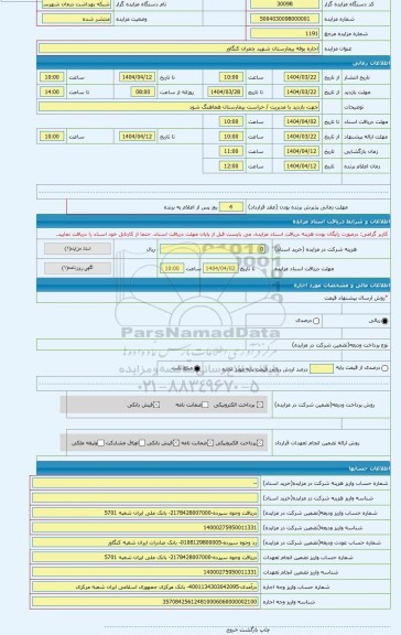مزایده ، اجاره بوفه بیمارستان شهید چمران کنگاور