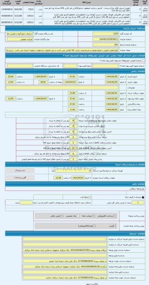 مزایده ، انواع همزن فروش با وضع موجود و بشرط رویت بازدید کالا الزامی می باشد در غیر اینصورت مسئولیت برعهده خریدار می باشد
