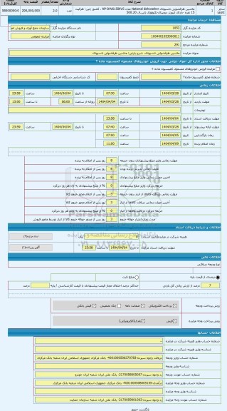 مزایده ، ماشین ظرفشوئی ناسیونال