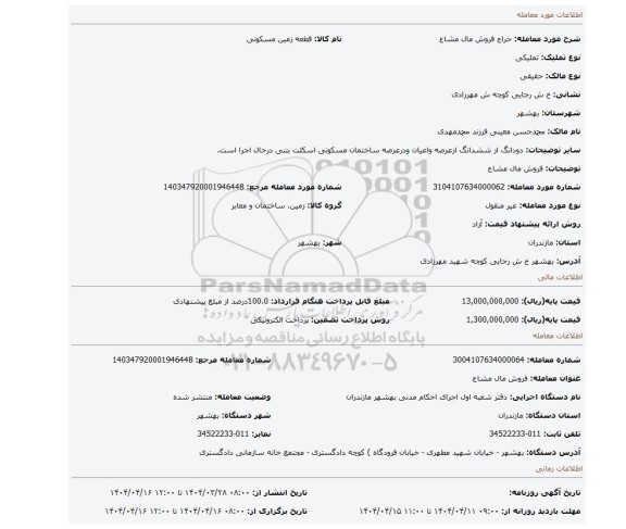 مزایده، فروش مال مشاع
