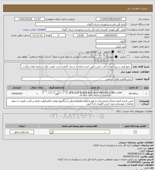 استعلام جمع آوری سنبل آبی از تالاب انزلی.تامین کننده الزاما از استان گیلان باشد. قیمت دیگر استانها ابطال میگردد.