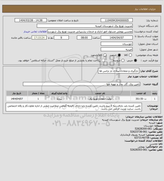 استعلام بارگیری و متعادل سازی بار ترانس ها