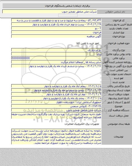 مناقصه, ۰۳۰۱۲۷۴-۴۸ کارواش صنعتی