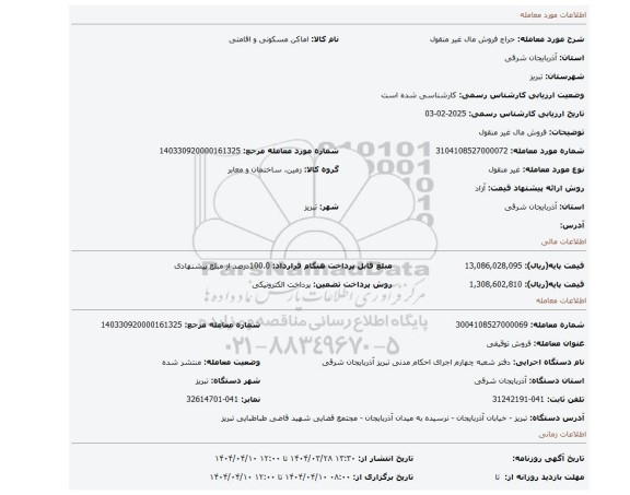 مزایده، فروش مال غیر منقول