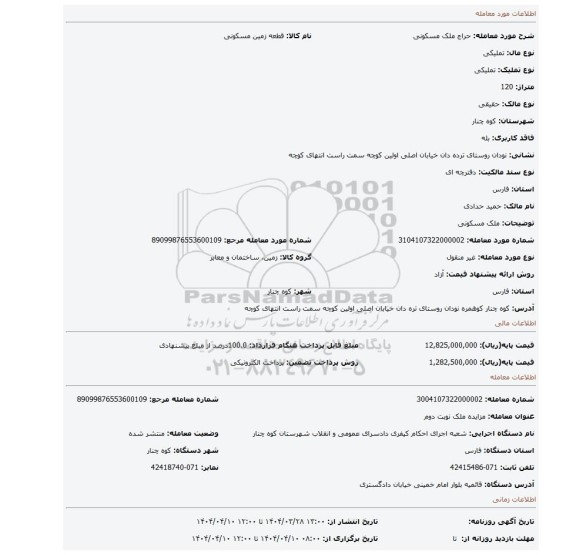 مزایده، ملک مسکونی